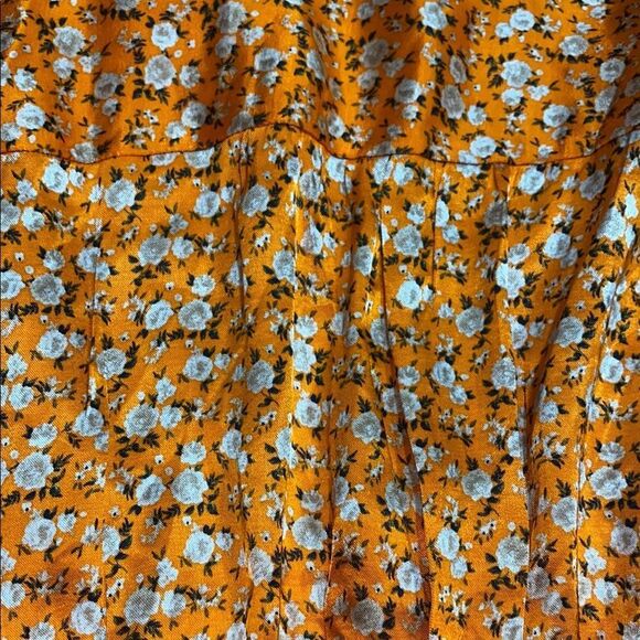 Topshop Retro 70s Floral Peplum Blouse Orange Daisy Flutter Sleeve Size 12 - Picture 9 of 13
